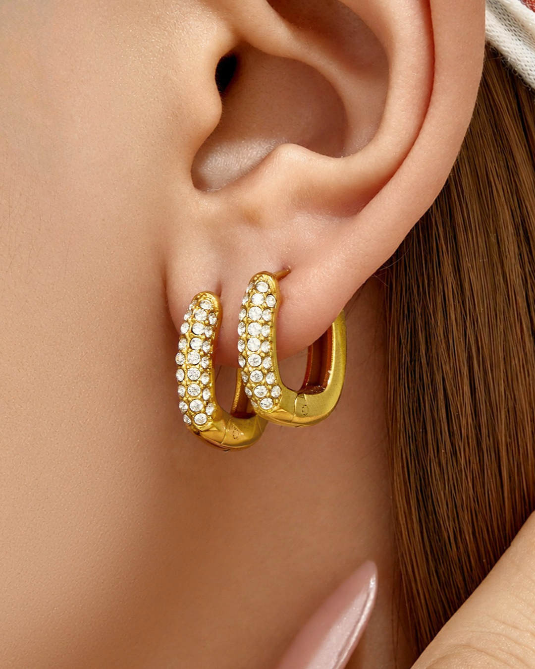 Crystal Pavé Huggie Earrings
