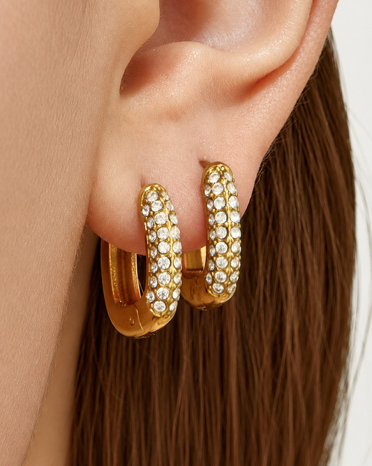 Crystal Pavé Huggie Earrings
