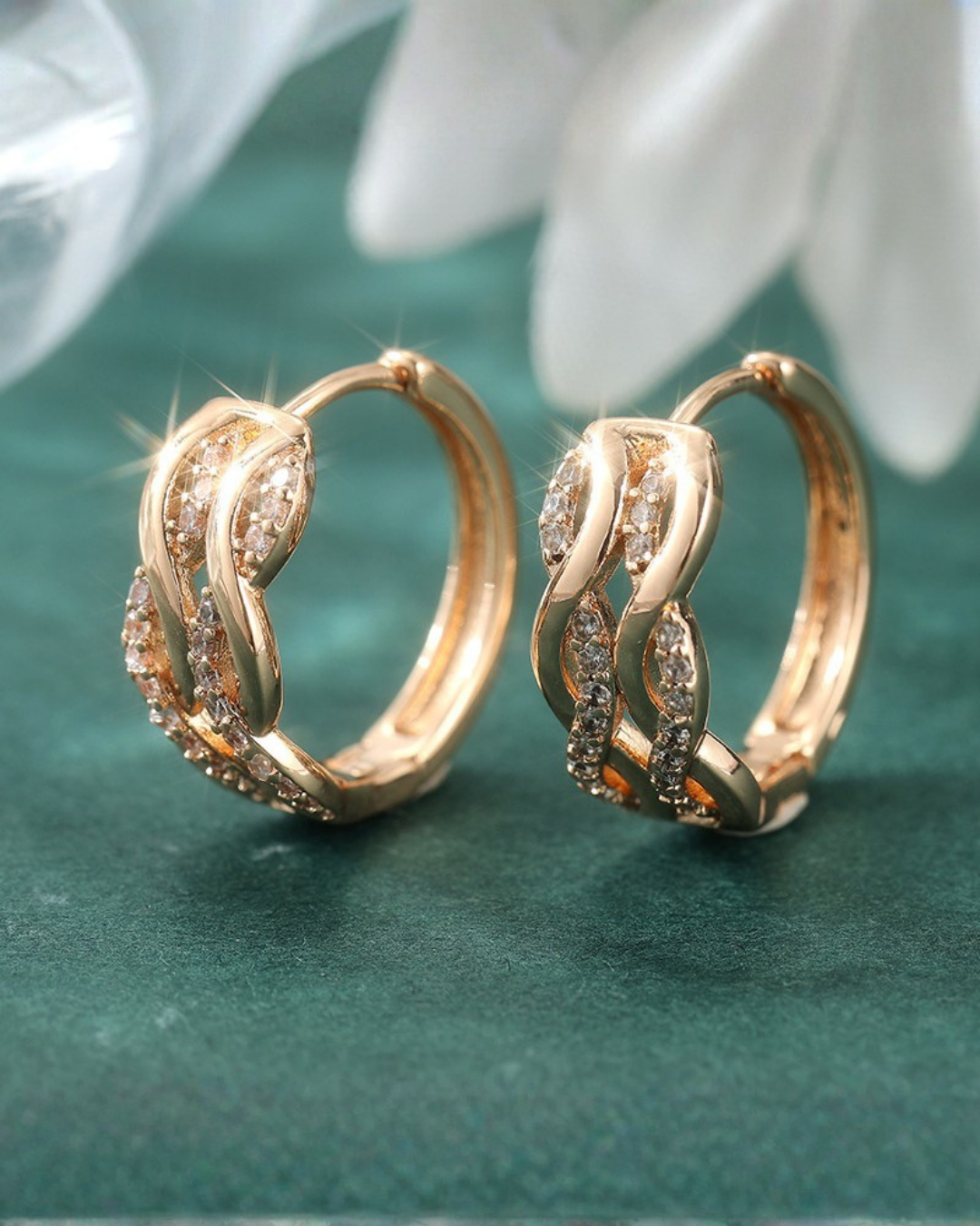 Élan Zircon Twist Huggie Earrings