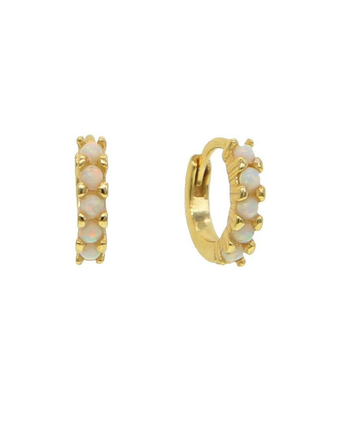 White Zircon Huggie Hoop Earrings