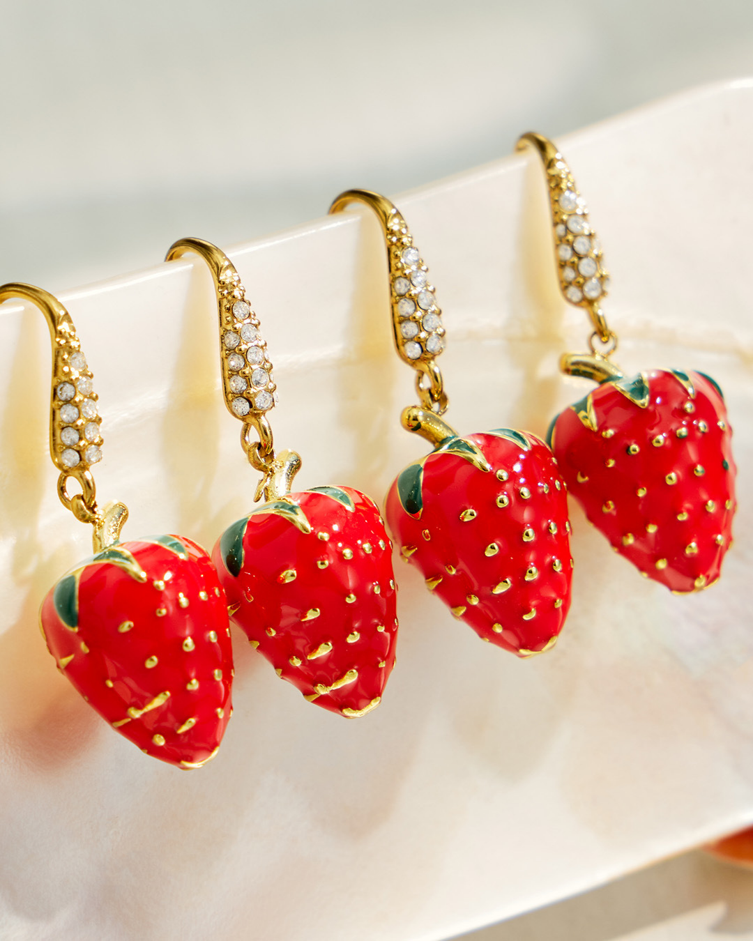 Strawberry Enamel Drop Earrings