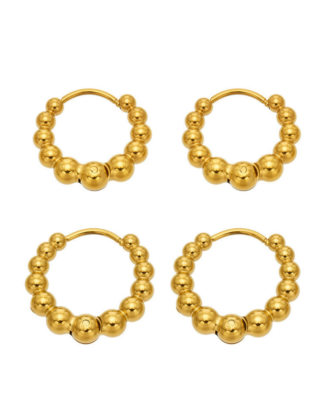 Graduated Bead Hoop Earrings