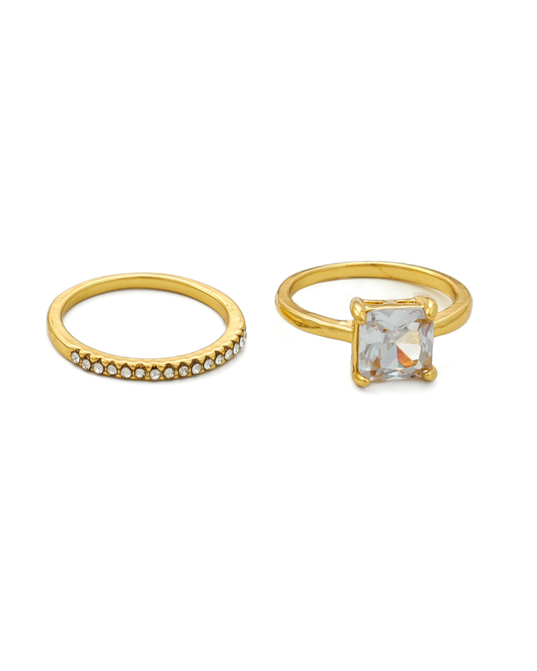 Square Crystal Stack Ring