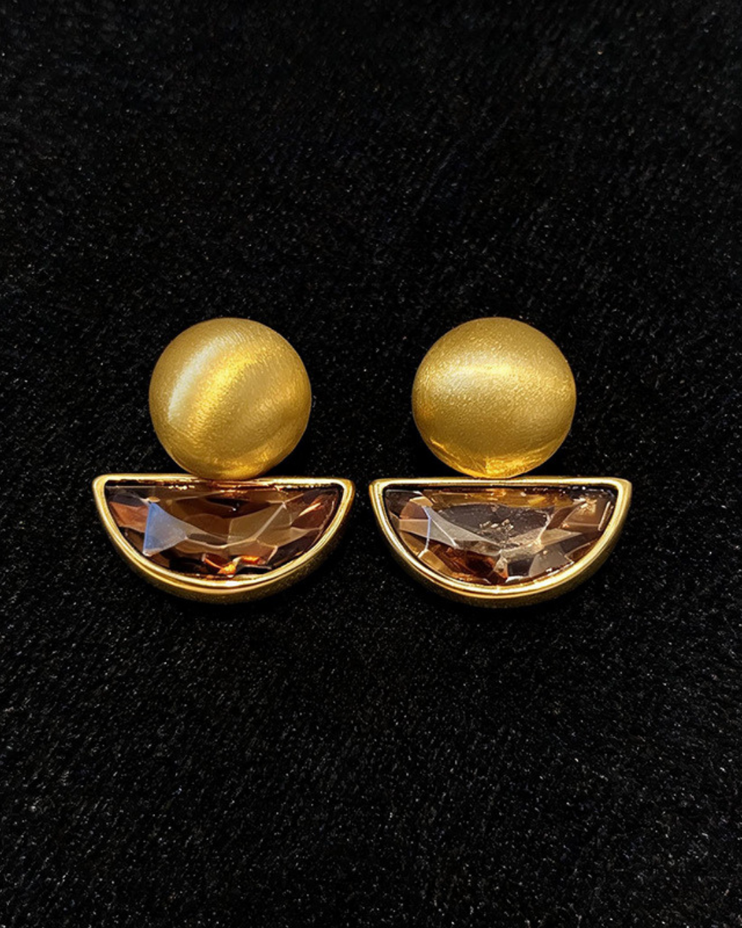 Amber Crescent Stud Earrings