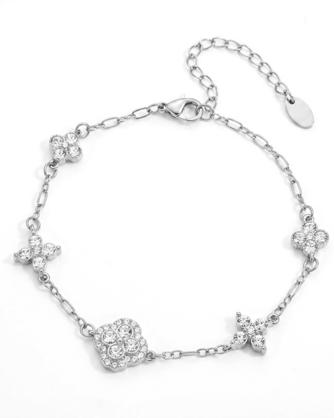 Crystal Clover & Leaf Bracelet