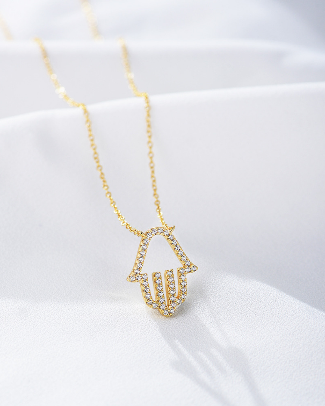 Crystal Hamsa Pendant Necklace