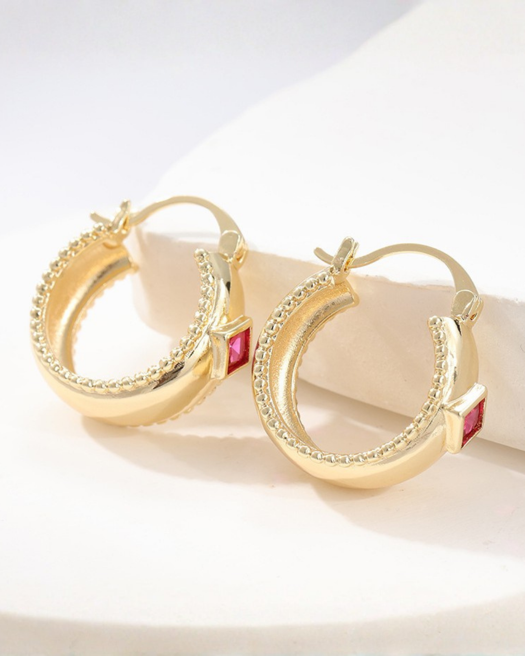 Vintage Square Crystal Hoop Earrings