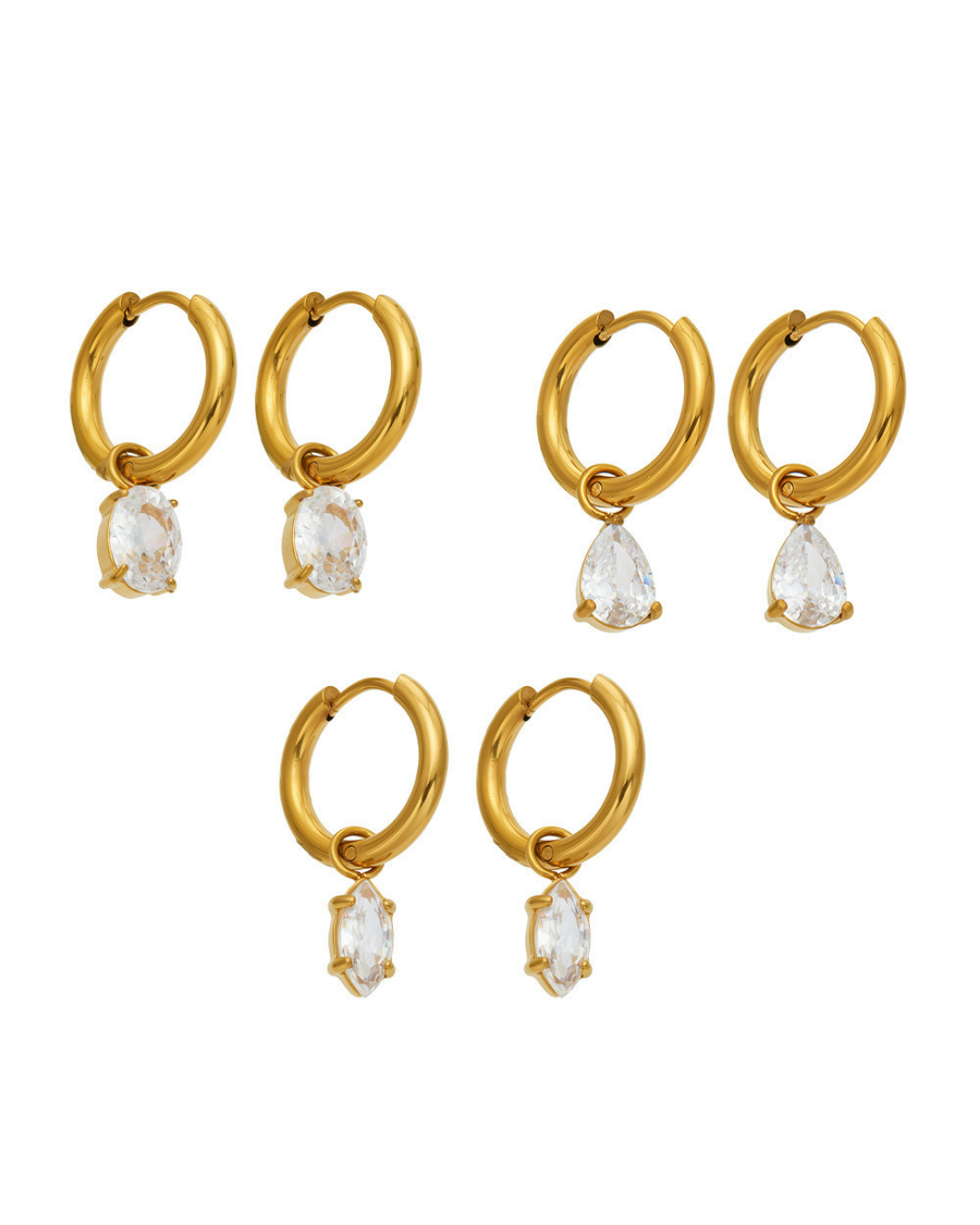 Crystal Drop Hoop Earrings