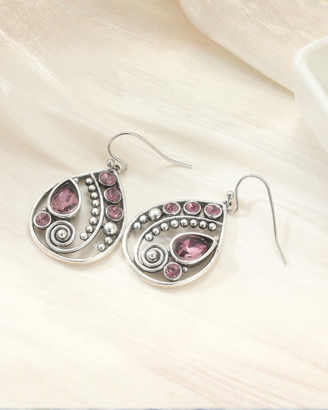 Rose Crystal Drop Earrings
