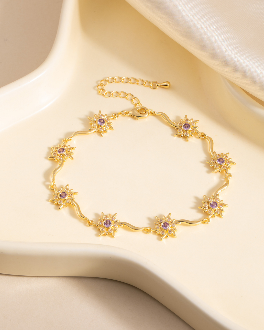 Camellia Zircon Floral Bracelet