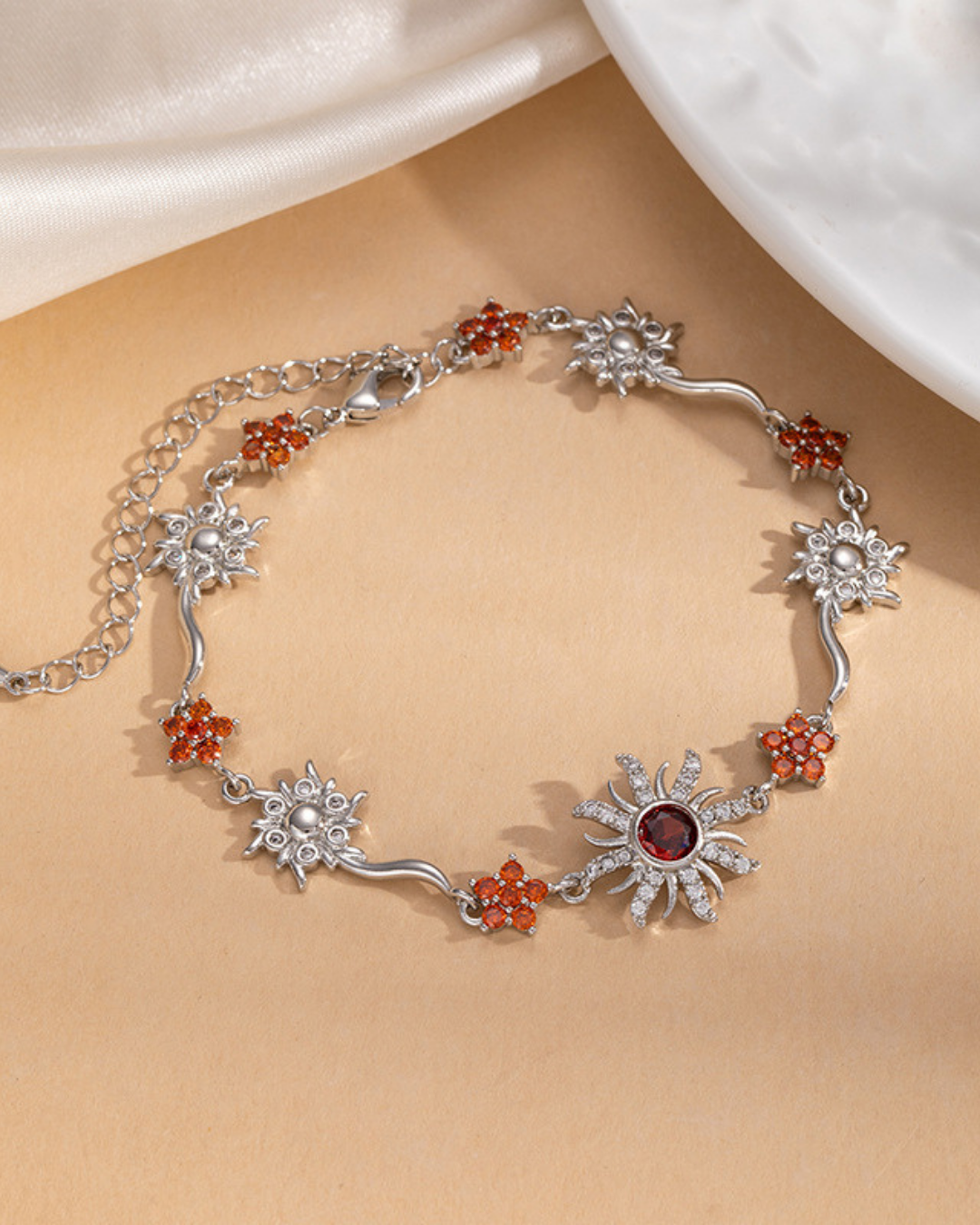 Camellia Zircon Floral Bracelet