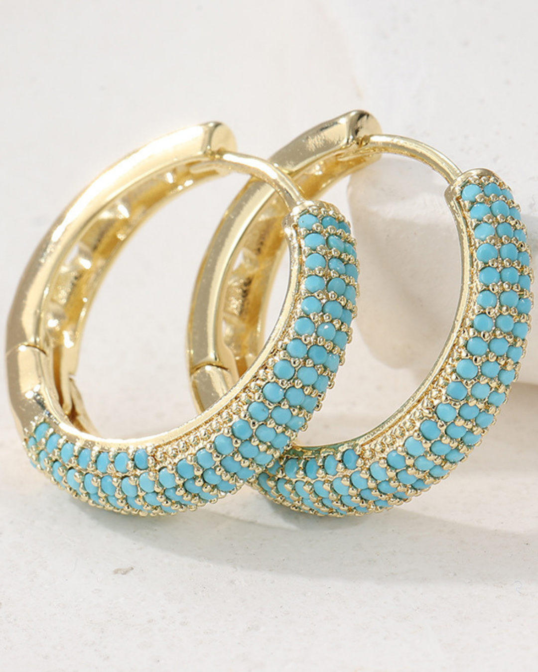 Turquoise Beaded Hoop Earrings
