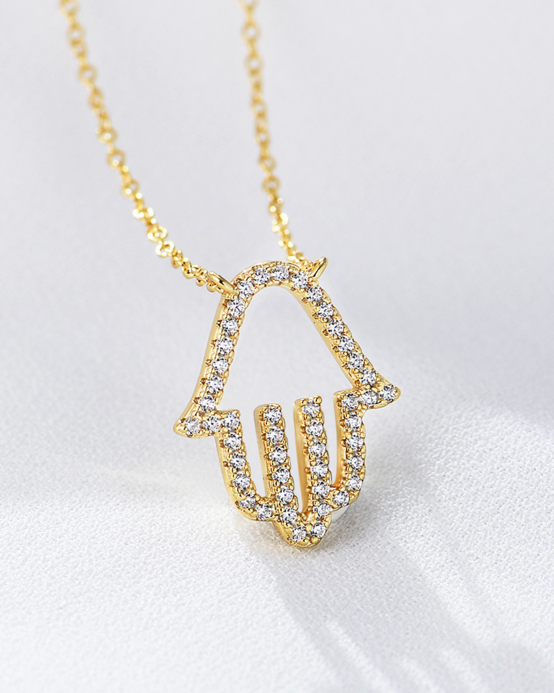 Crystal Hamsa Pendant Necklace