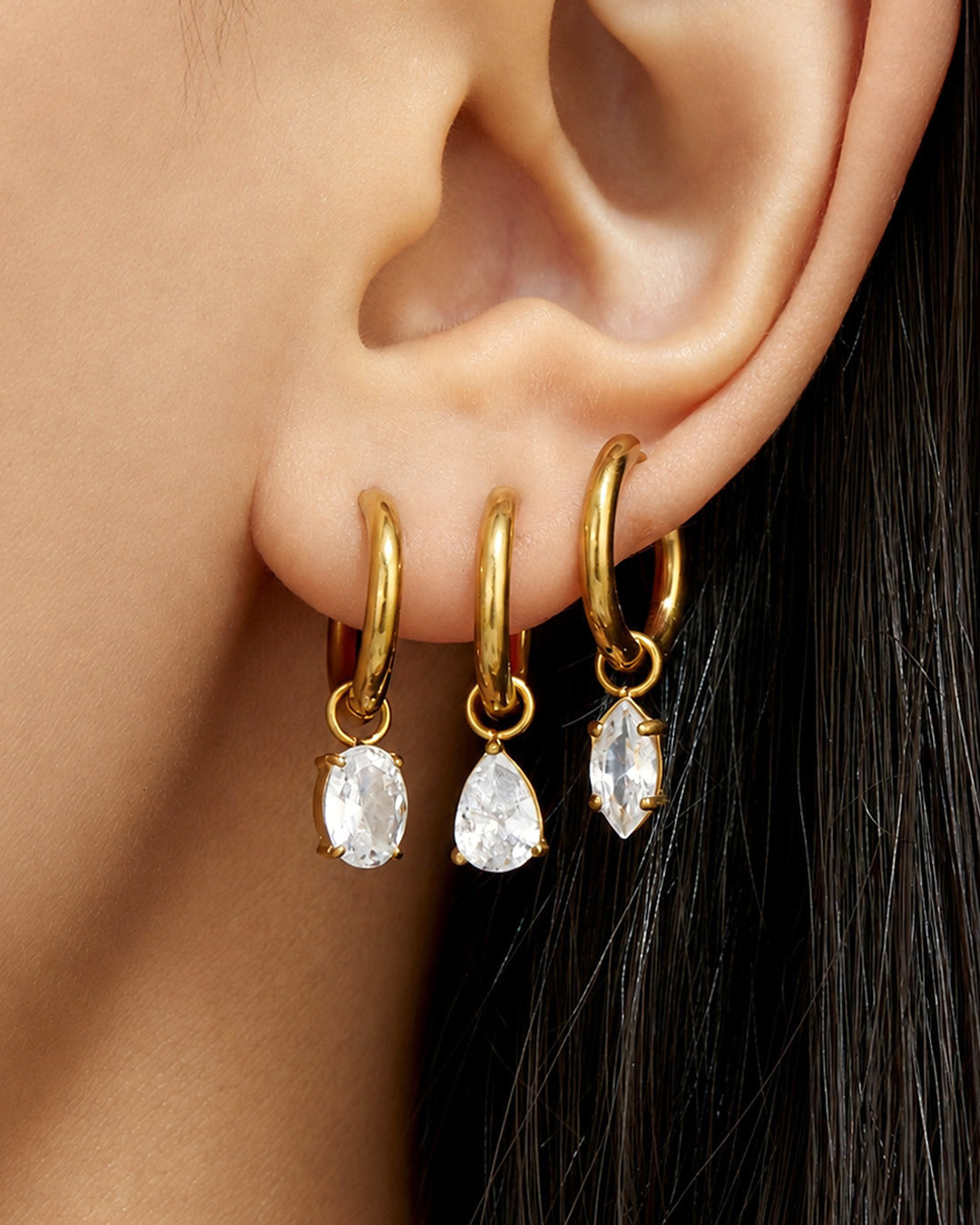 Crystal Drop Hoop Earrings