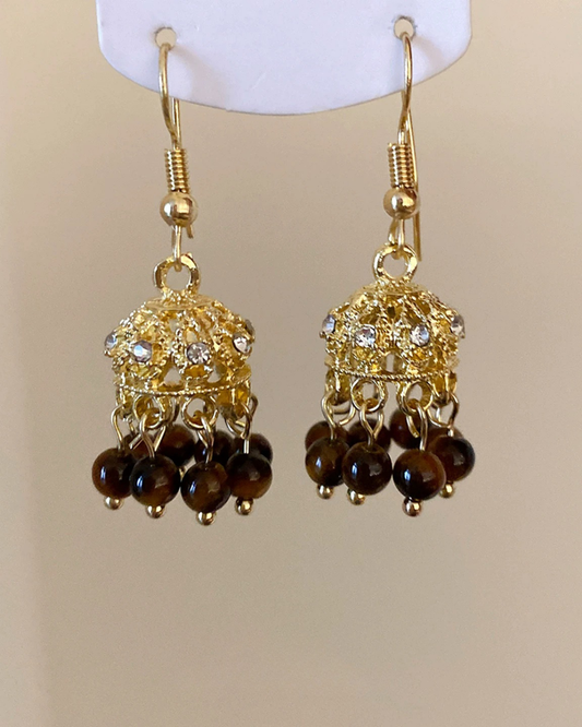 Vintage Amber Bell Drop Earrings