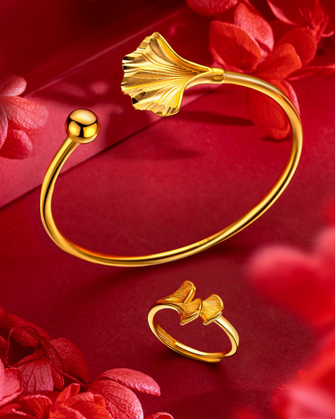 Ginkgo Leaf Cuff Bracelet