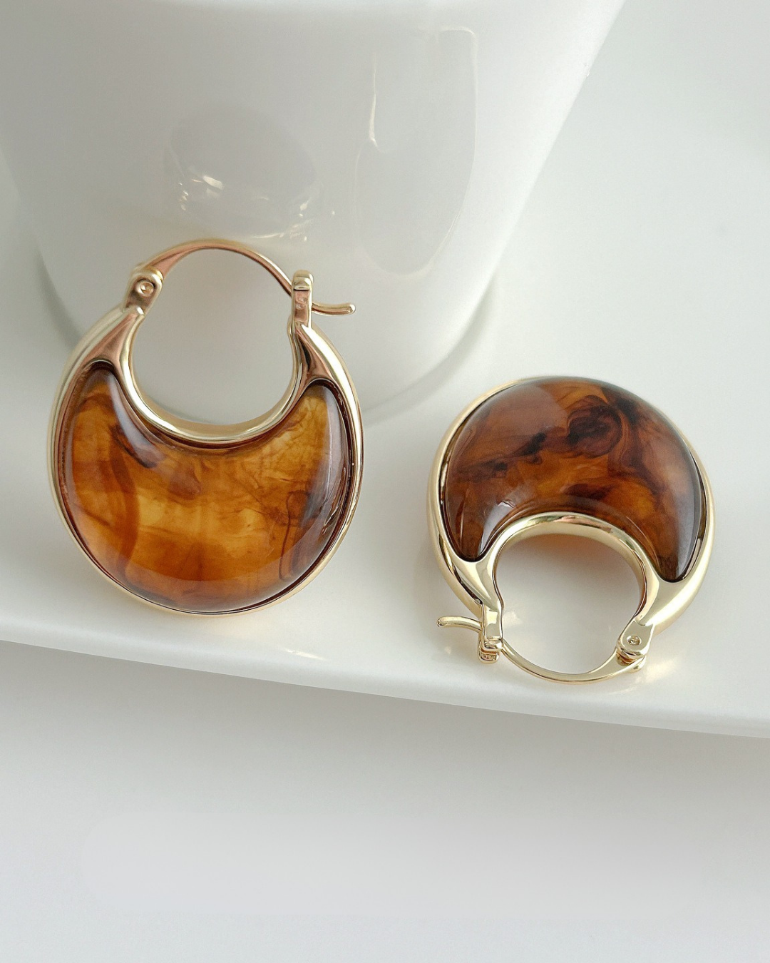 Marbled Crescent Hoop Earrings