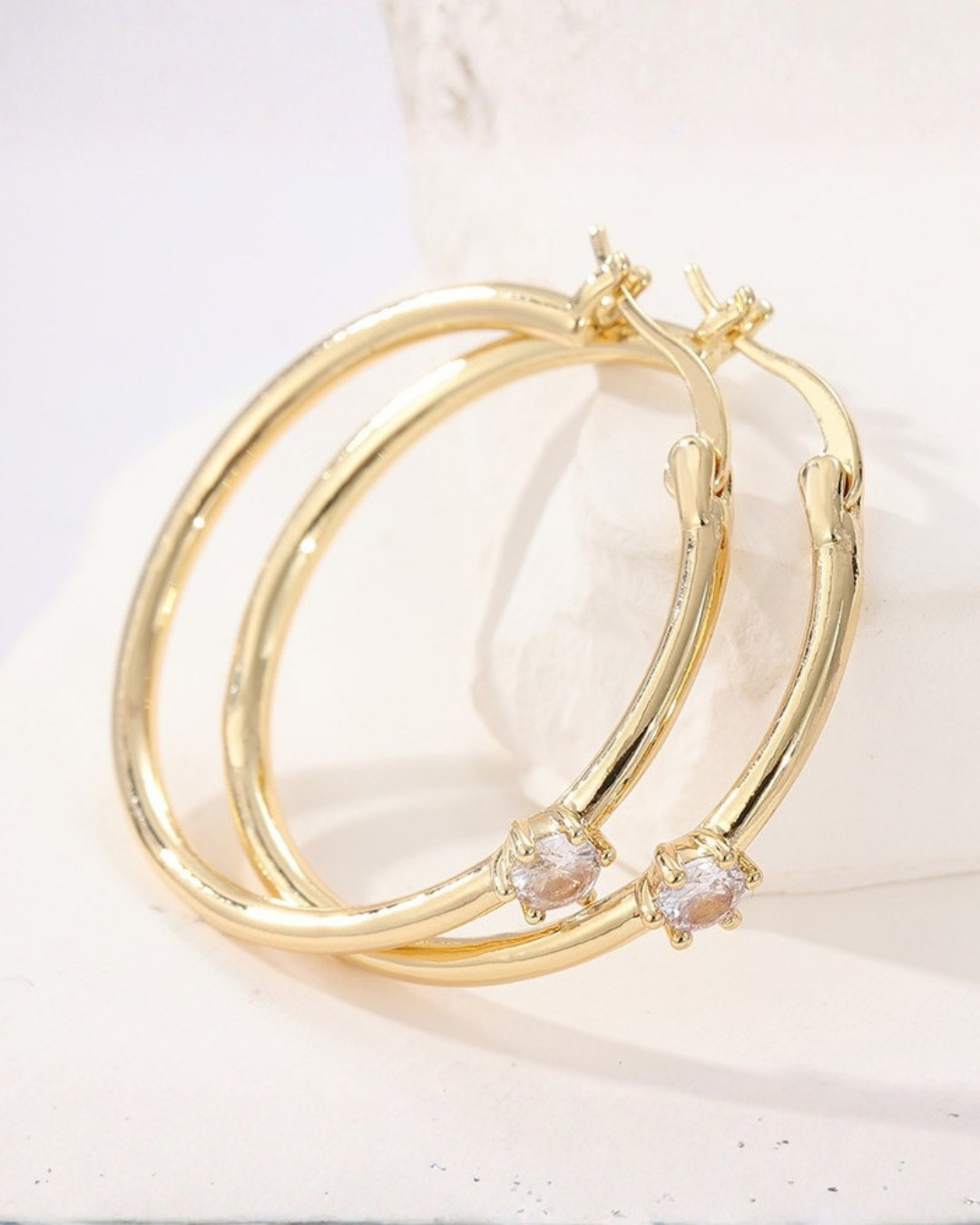 Crystal Accent Hoop Earrings