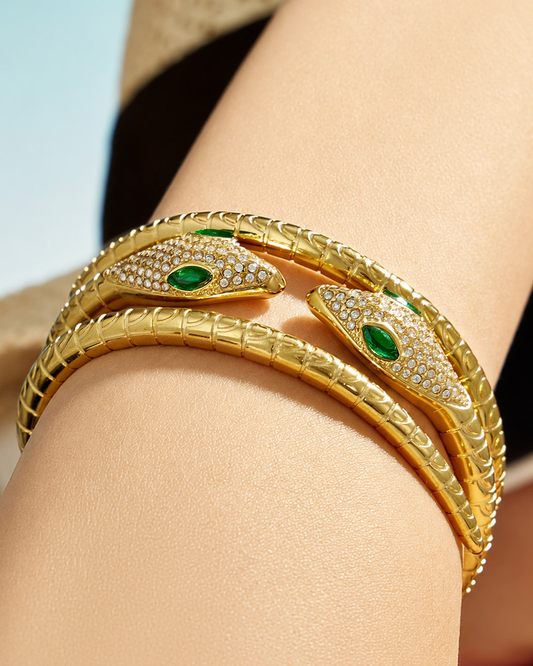 Emerald Serpent Cuff Bracelet