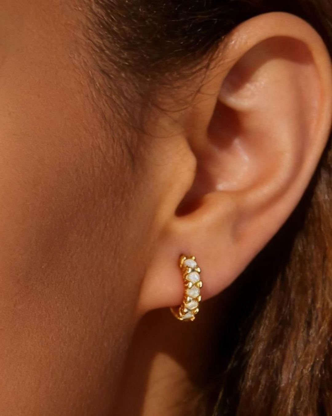 White Zircon Huggie Hoop Earrings