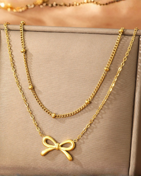 Double-Layer Bow Necklace