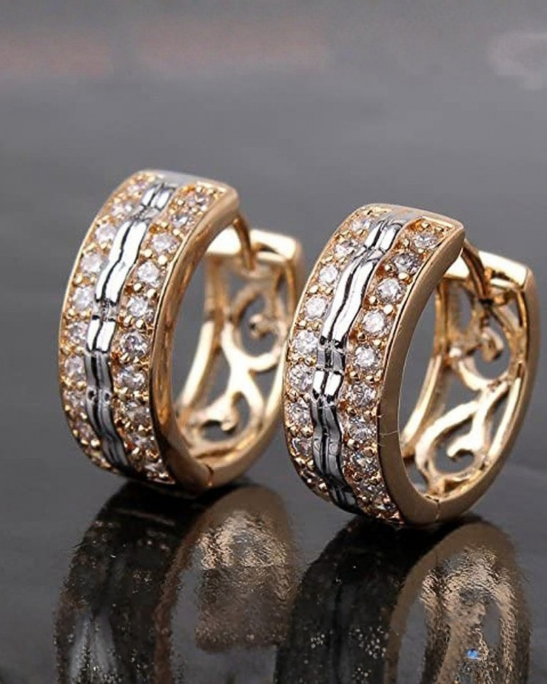 Signature Two-Tone Zircon Huggie Earrings