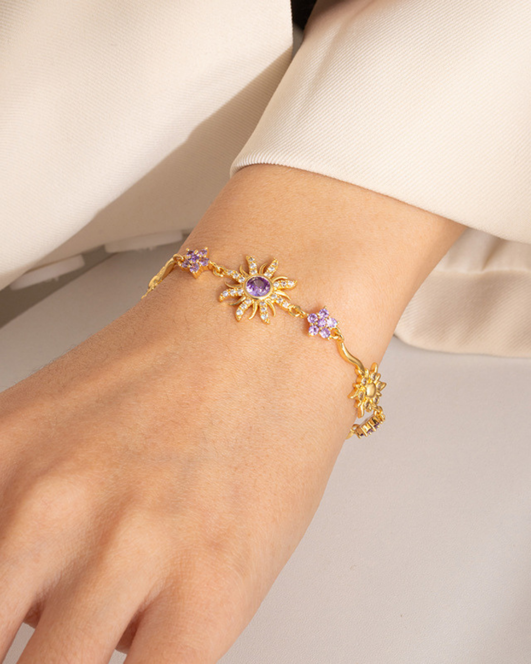 Camellia Zircon Floral Bracelet