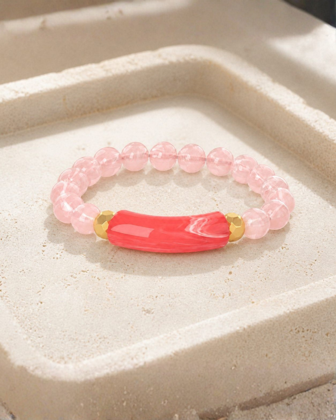 Rose Pink Bead Stretch Bracelet