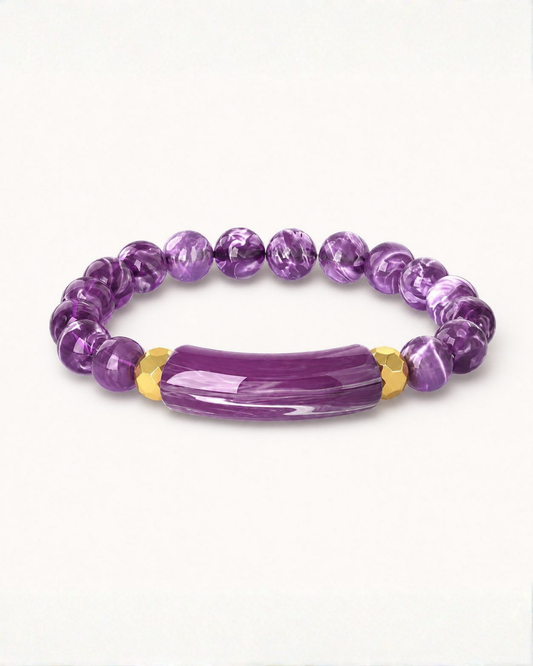 Amethyst Purple Bead Stretch Bracelet
