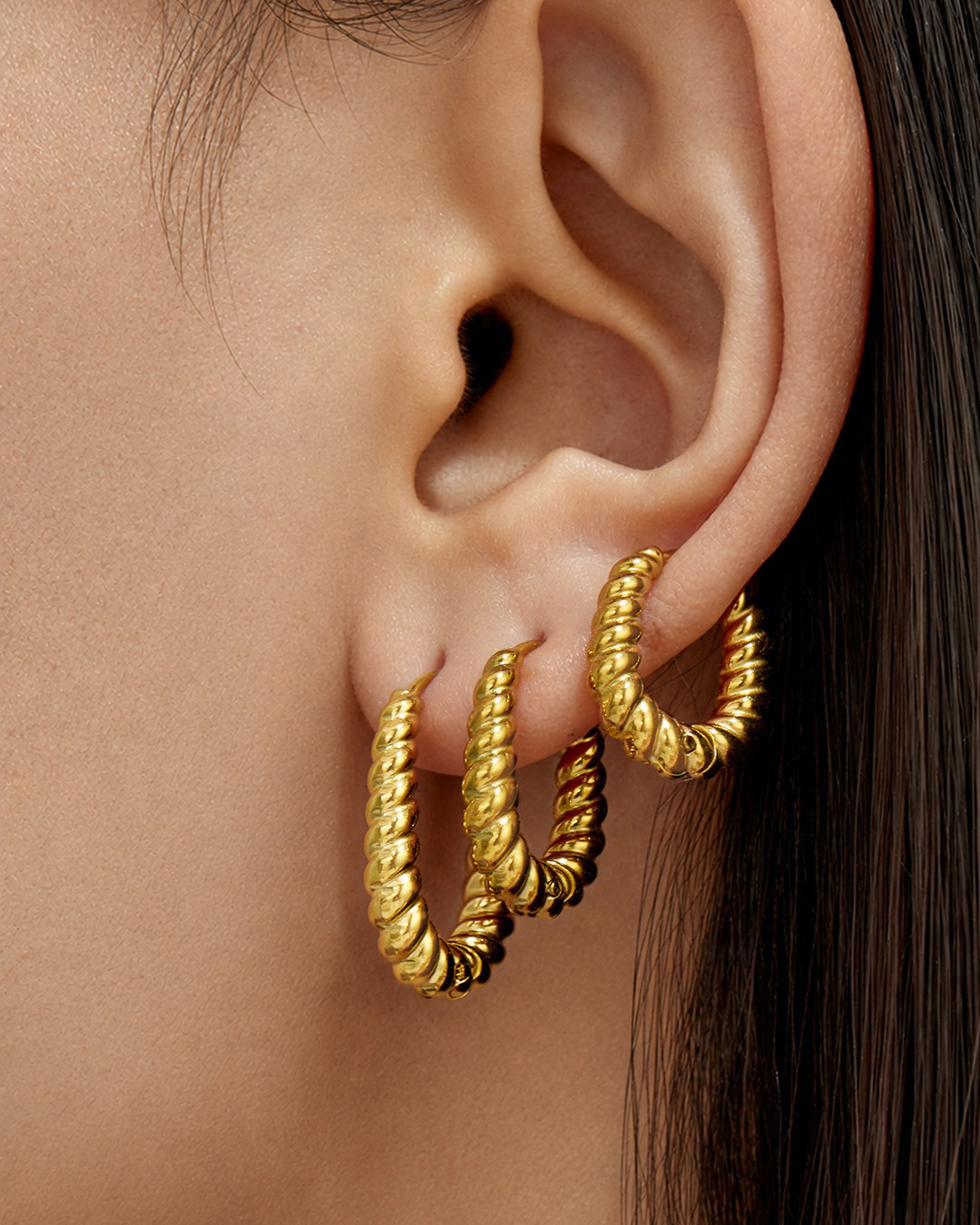 Two-Tone Twisted Hoop Earrings