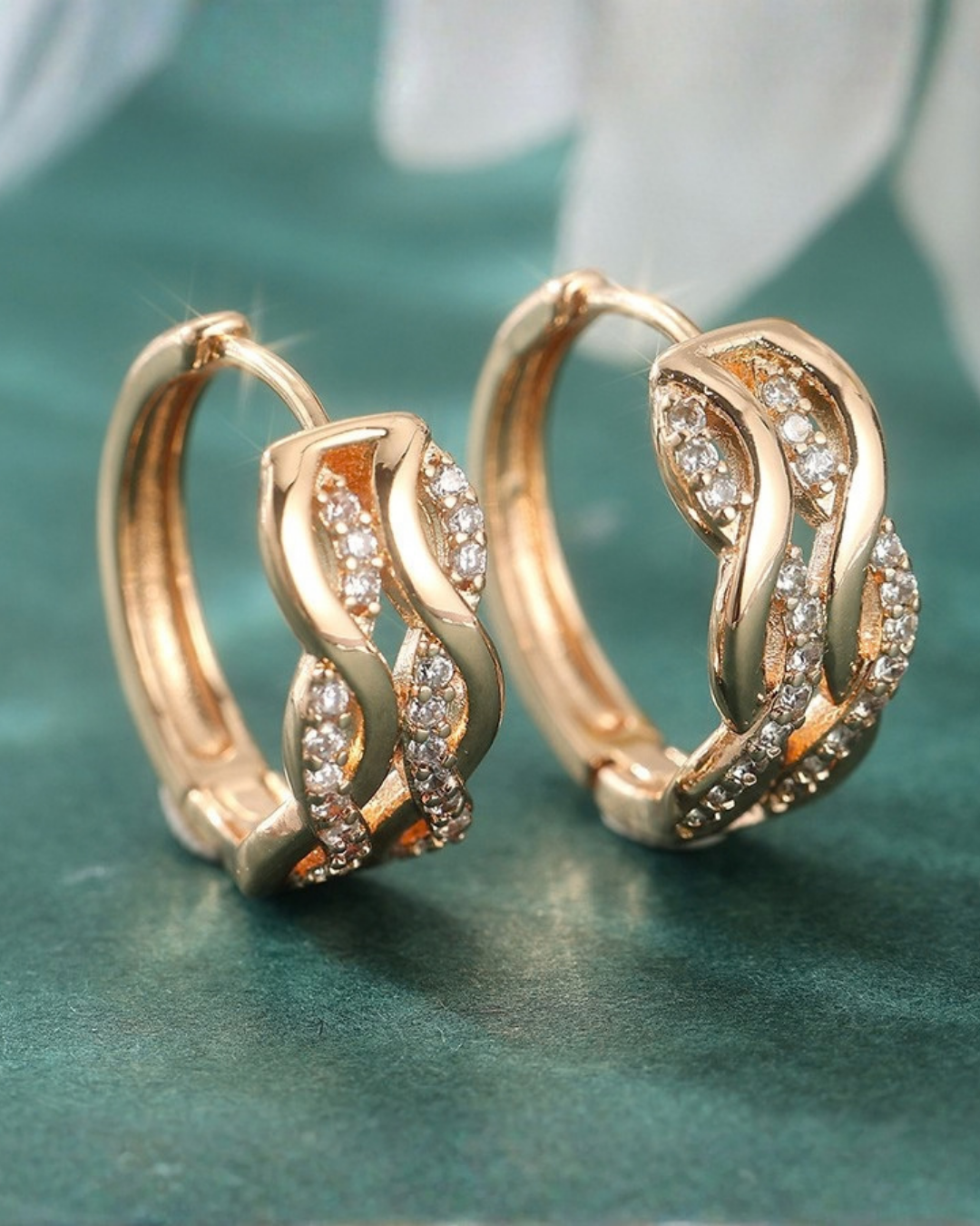 Élan Zircon Twist Huggie Earrings