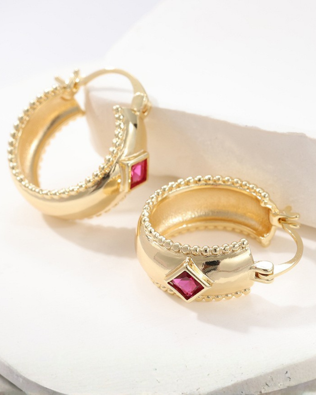 Vintage Square Crystal Hoop Earrings