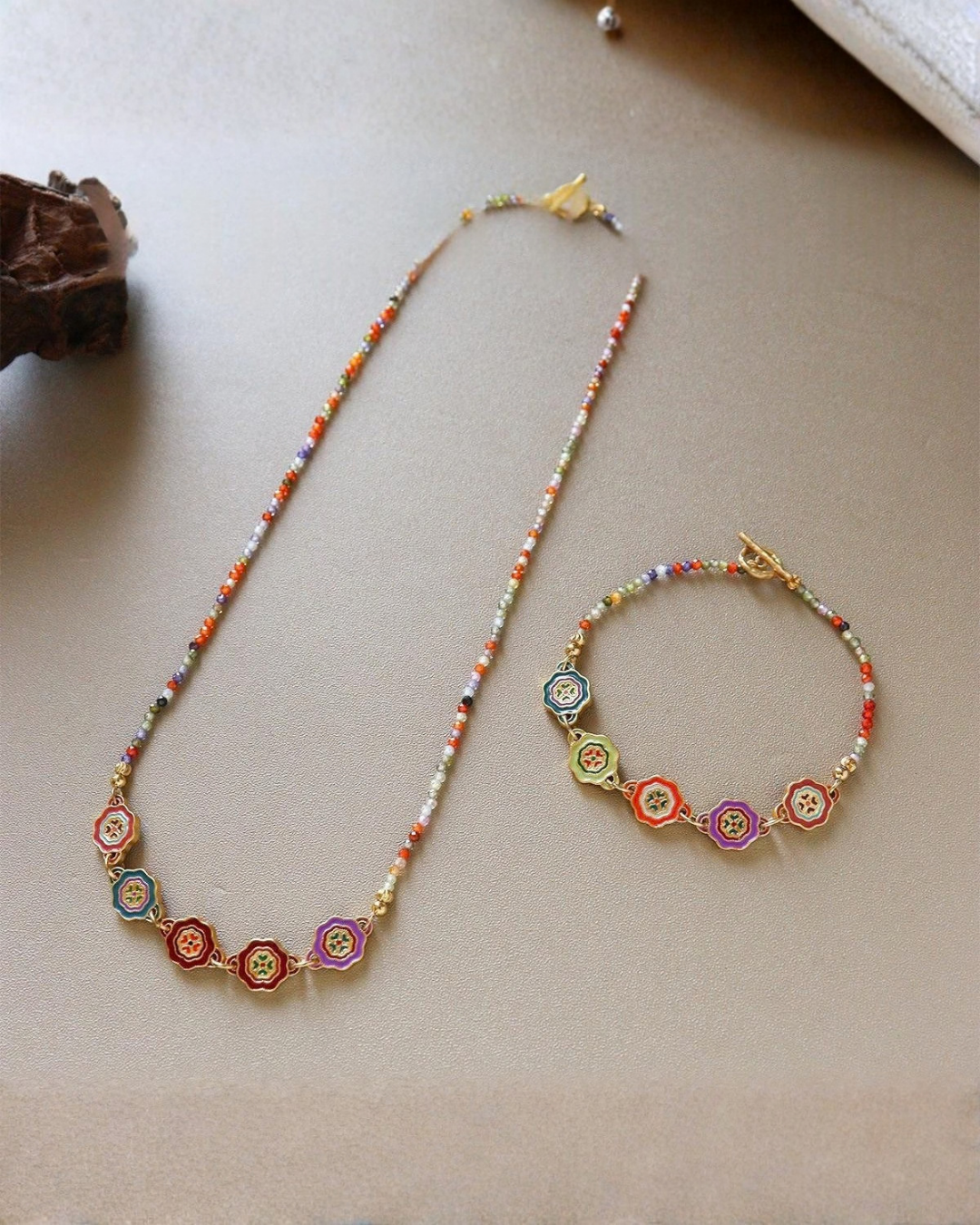 Riviera Mosaic Beaded Necklace & Bracelet