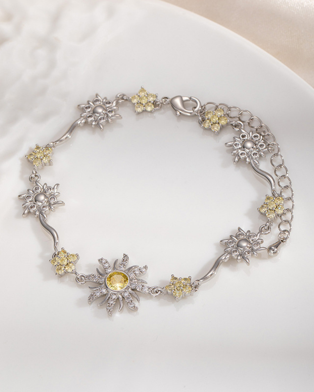 Camellia Zircon Floral Bracelet
