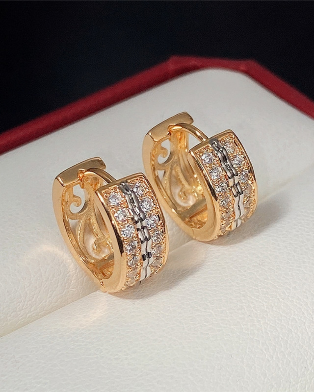 Signature Two-Tone Zircon Huggie Earrings
