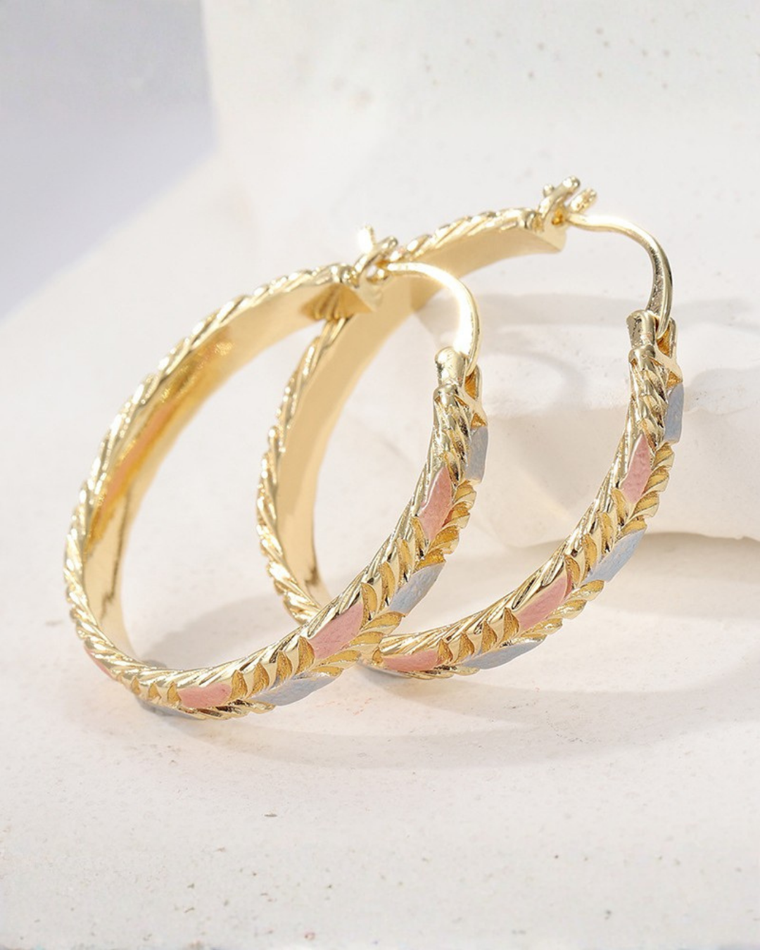 Two-Tone Heart Hoop Earrings