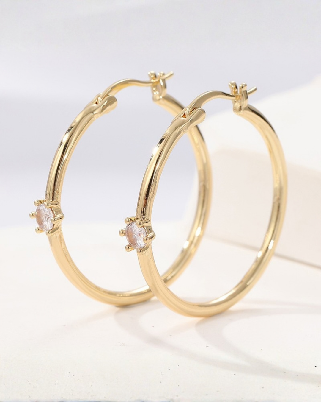 Crystal Accent Hoop Earrings