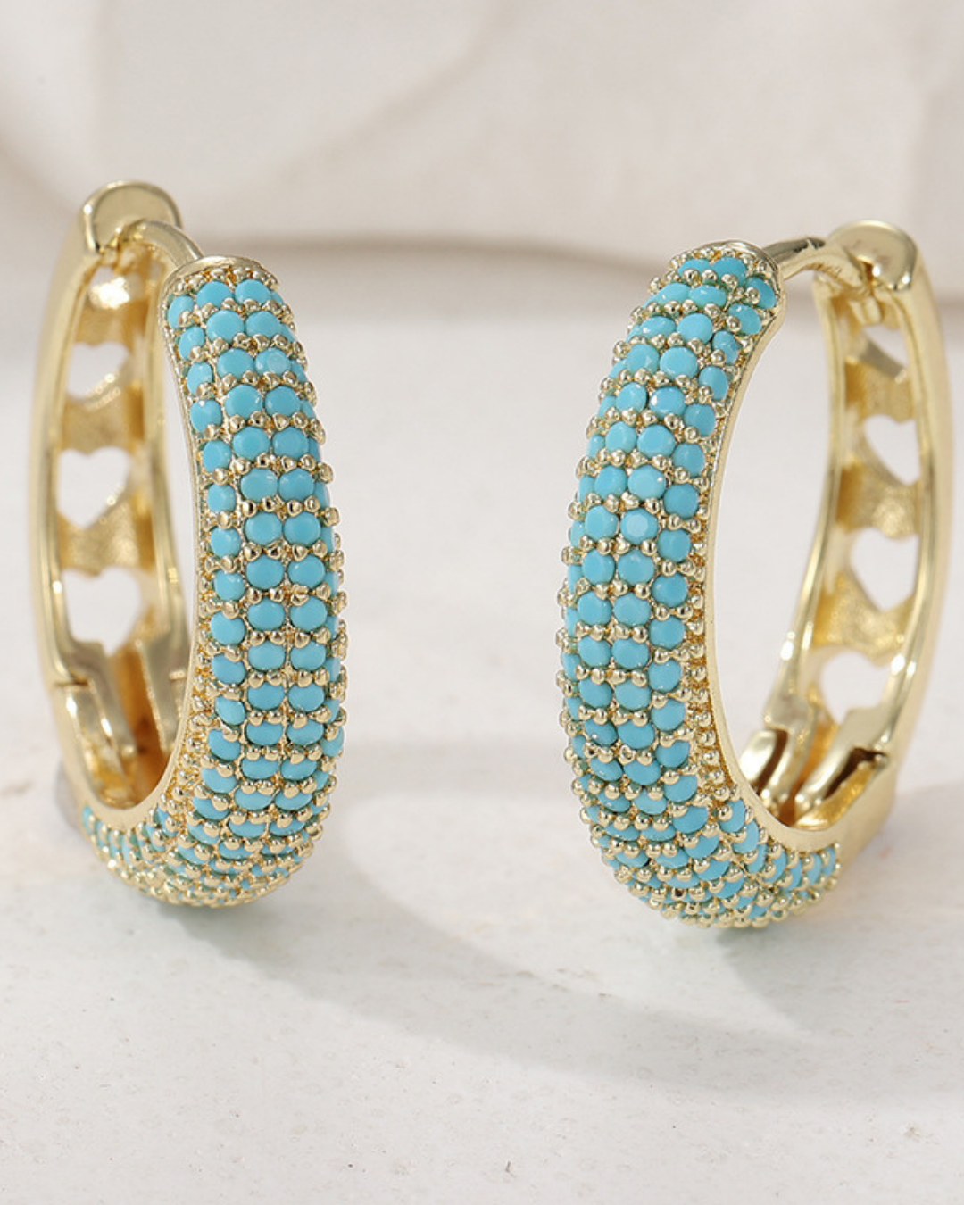 Turquoise Beaded Hoop Earrings