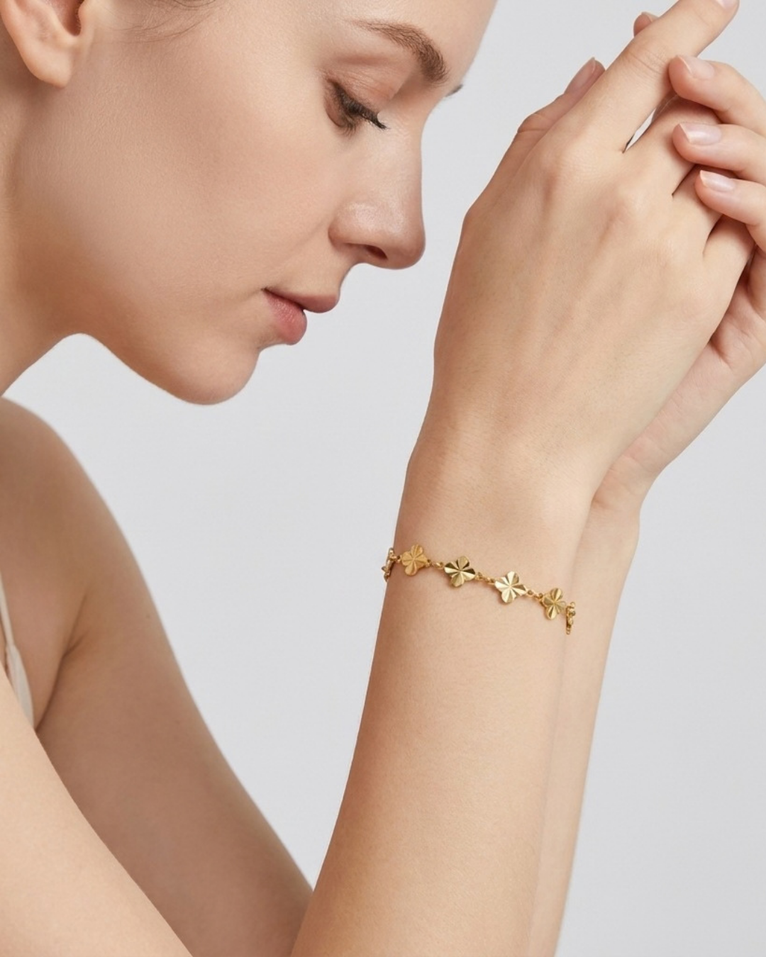 Golden Clover & Butterfly Charm Bracelet