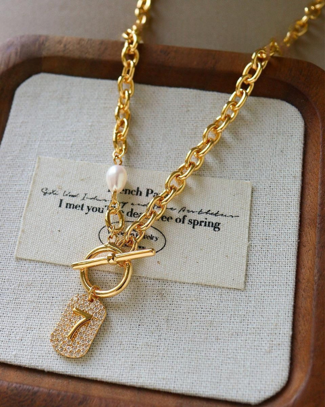 Lucky Seven Zircon Toggle Necklace