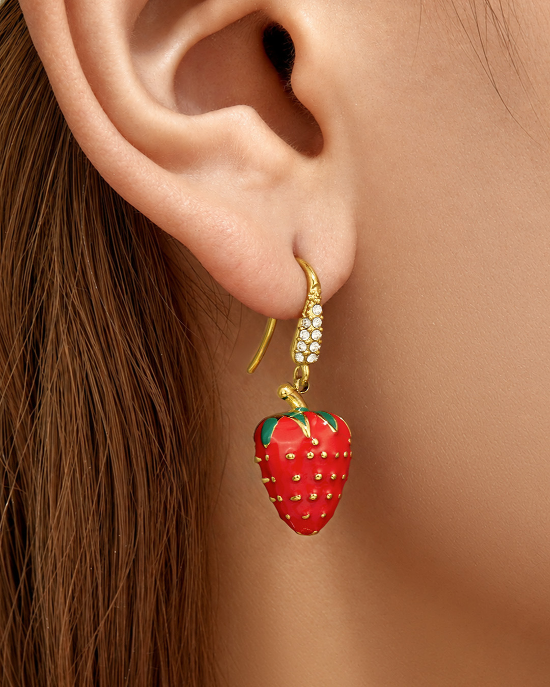 Strawberry Enamel Drop Earrings