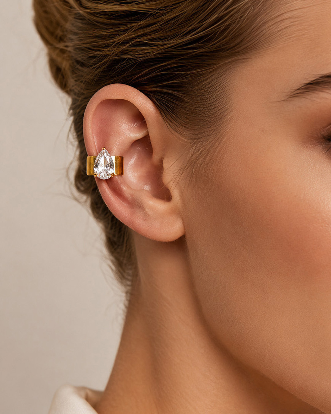 Pear-Cut Crystal Ear Cuff