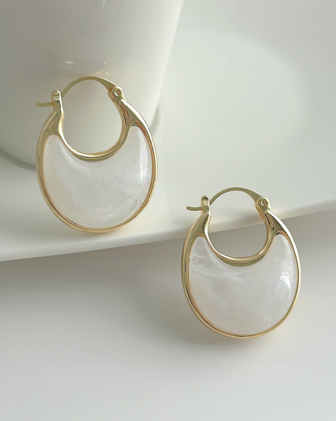 Marbled Crescent Hoop Earrings