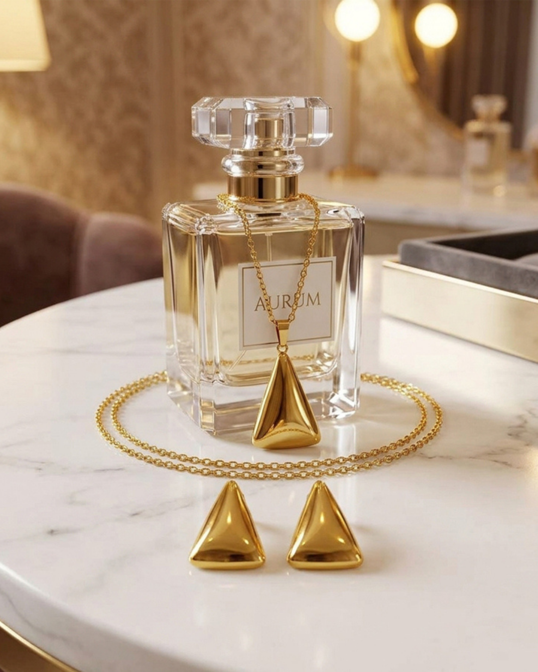 Sculpted Triangle Jewelry Set