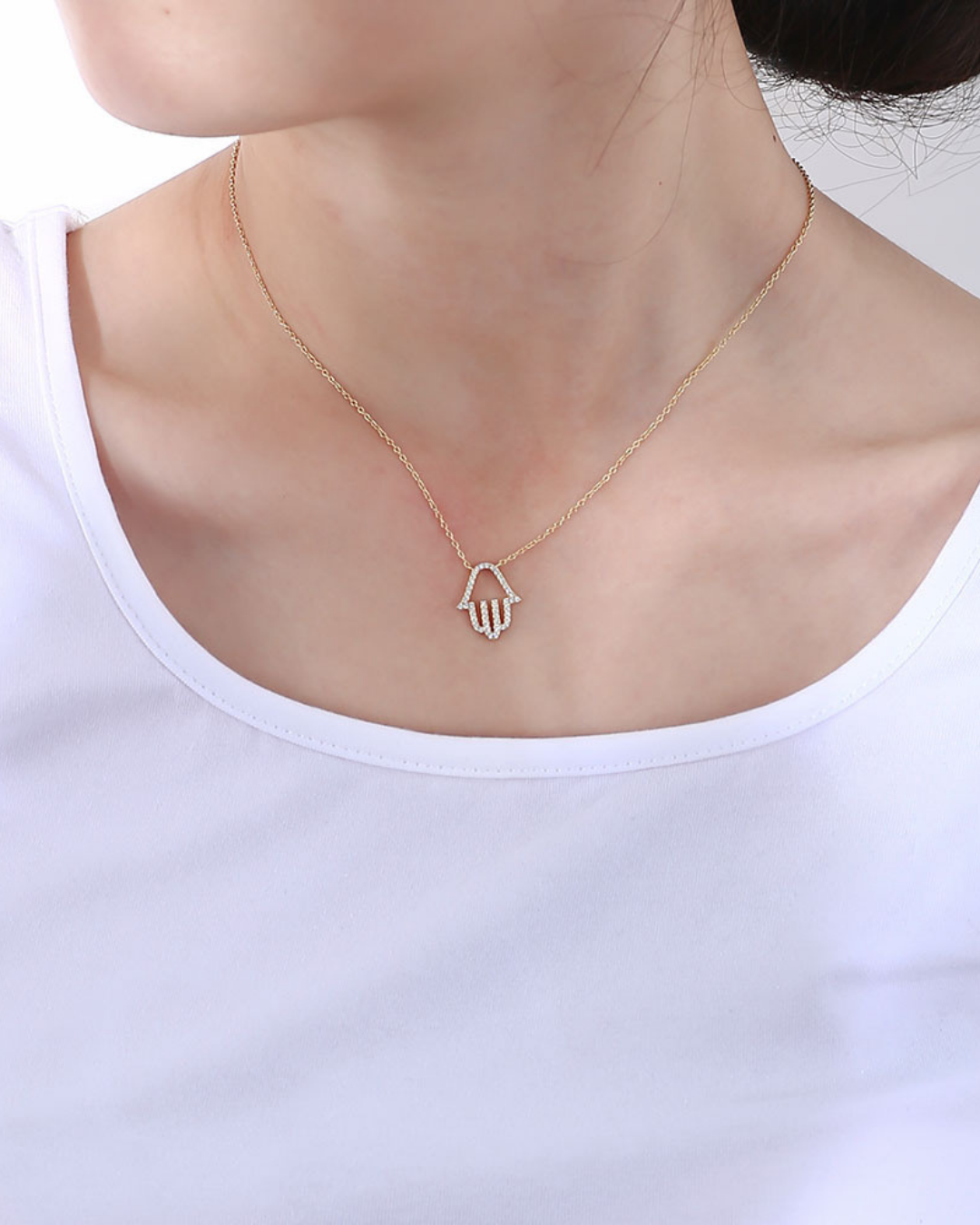 Crystal Hamsa Pendant Necklace