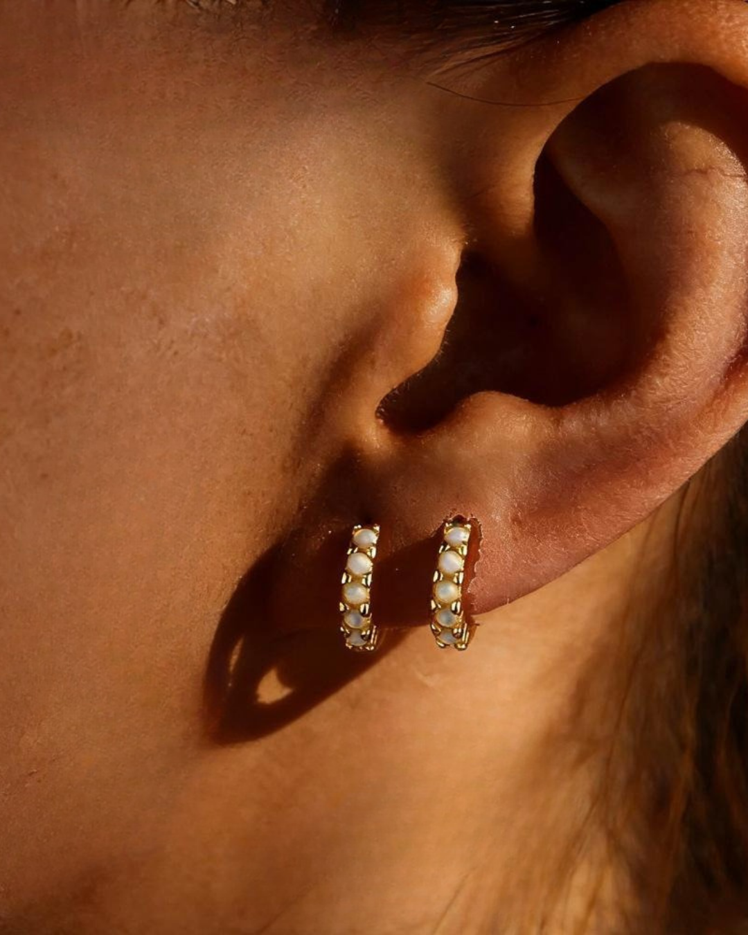 White Zircon Huggie Hoop Earrings