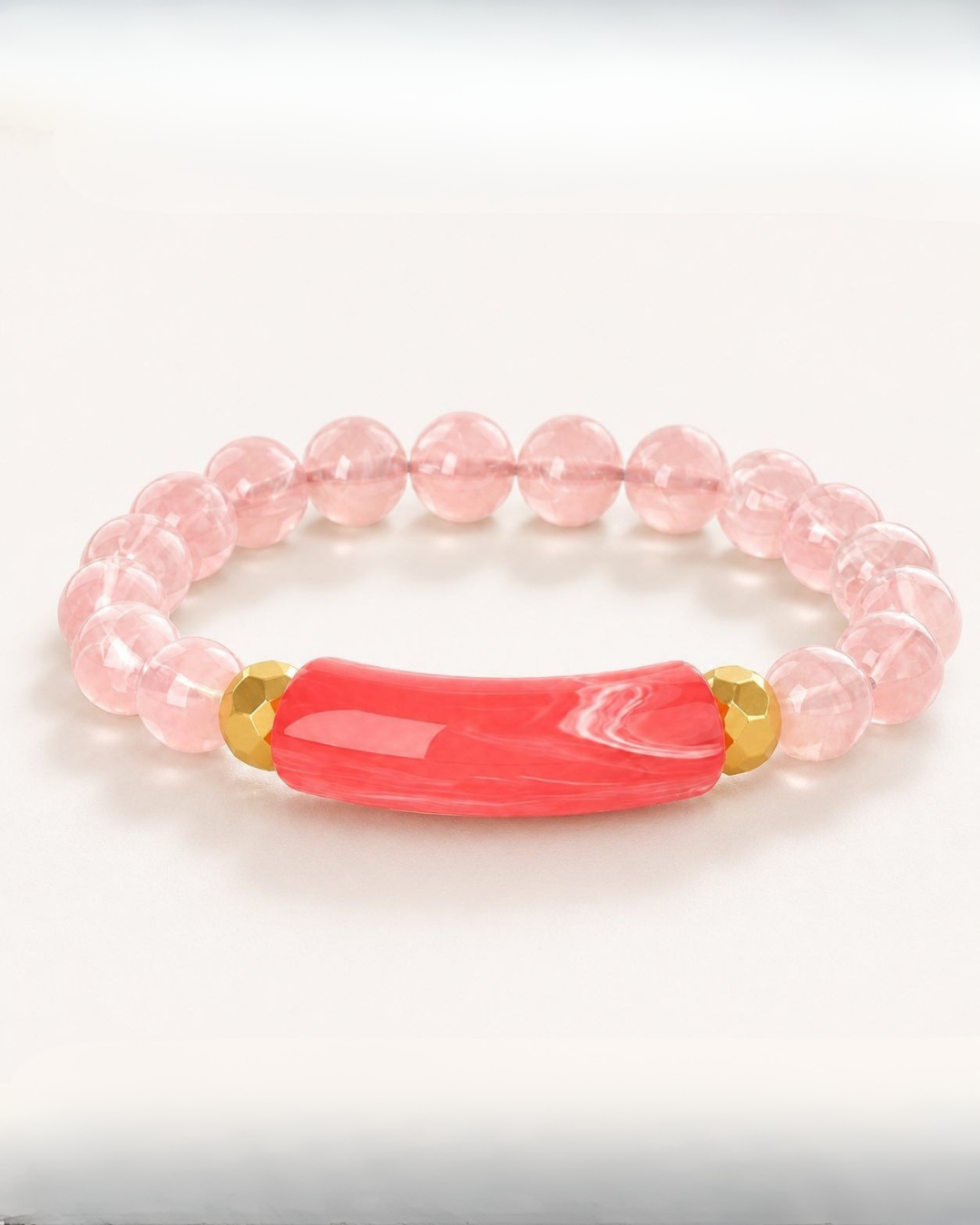 Rose Pink Bead Stretch Bracelet