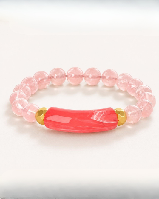 Rose Pink Bead Stretch Bracelet