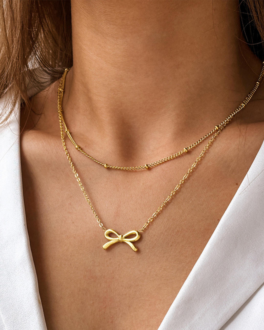 Double-Layer Bow Necklace