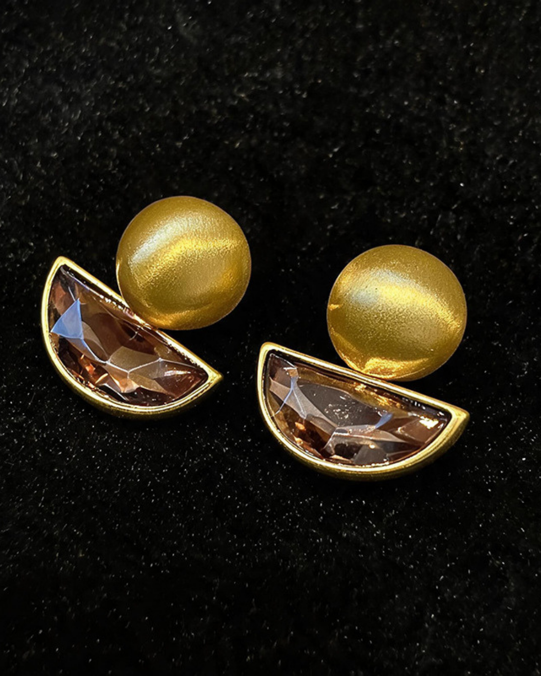 Amber Crescent Stud Earrings